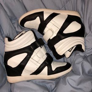White/Black Wedge Heels